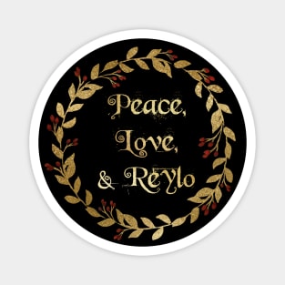 Peace, Love, & Reylo (Golden Wreath) Magnet